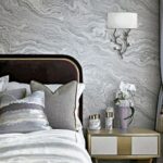 Papel de Parede Mármore Cinza/Azul - Rolo Fechado de 53cm x 10m